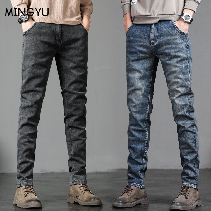 Men'S Fashion Grey Jeans - Jesienno-zimowa bawełniana męska klasyczna moda Szare