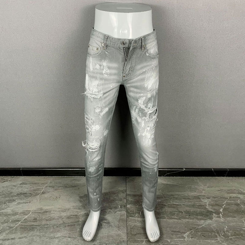 Modne, nowe dżinsy męskie, z p – Men'S Fashion Grey Jeans recenzja i cena