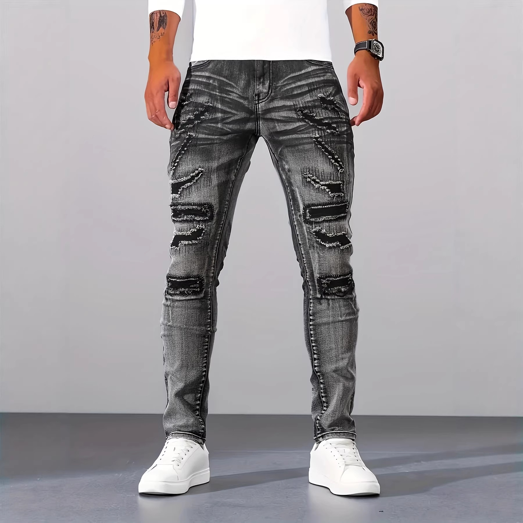 Męskie szare, dopasowane, pros – Men'S Fashion Grey Jeans recenzja i cena